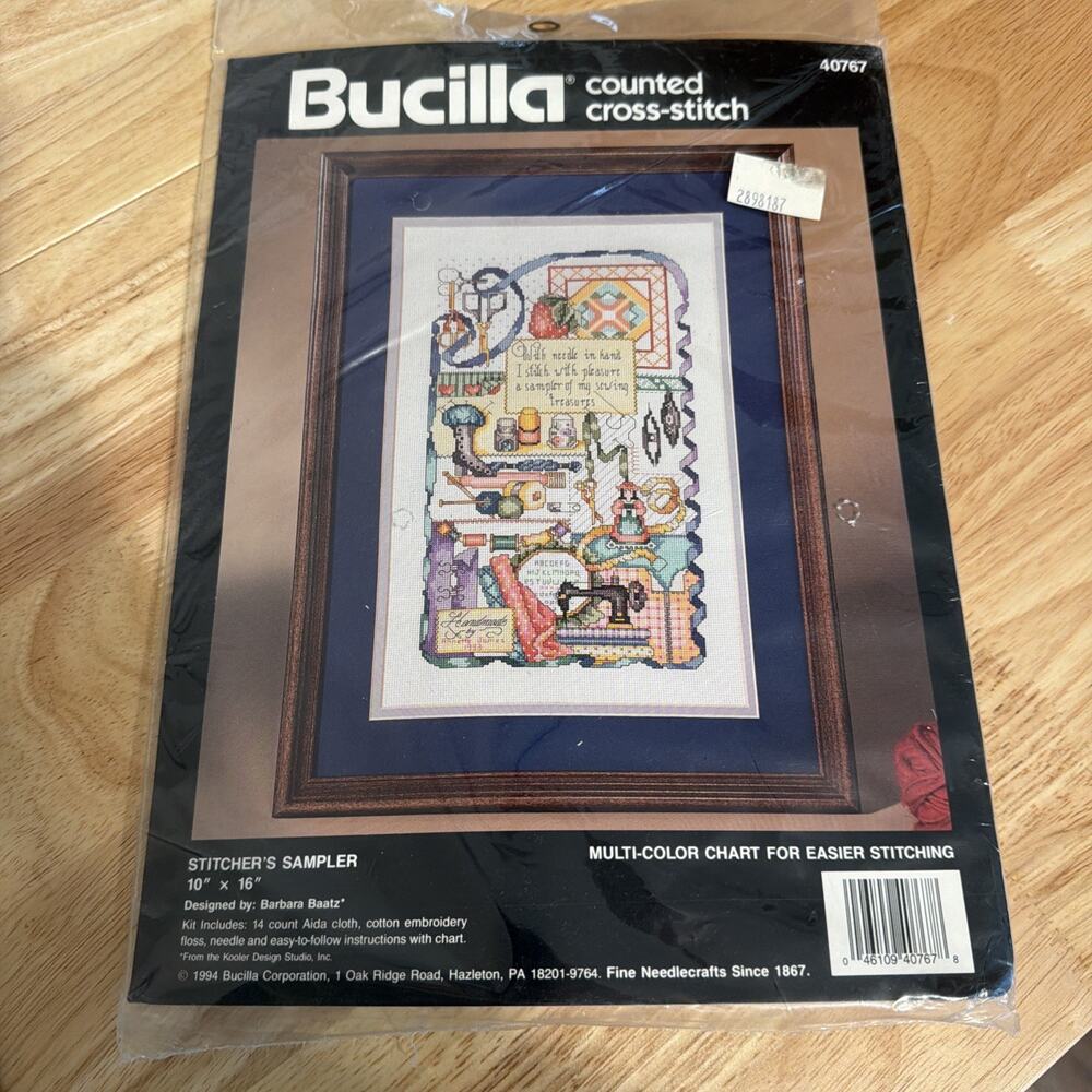 Bucilla STITCHER'S SAMPLER Counted Cross Stitch Kit #40767 New OId Stock - 1994
